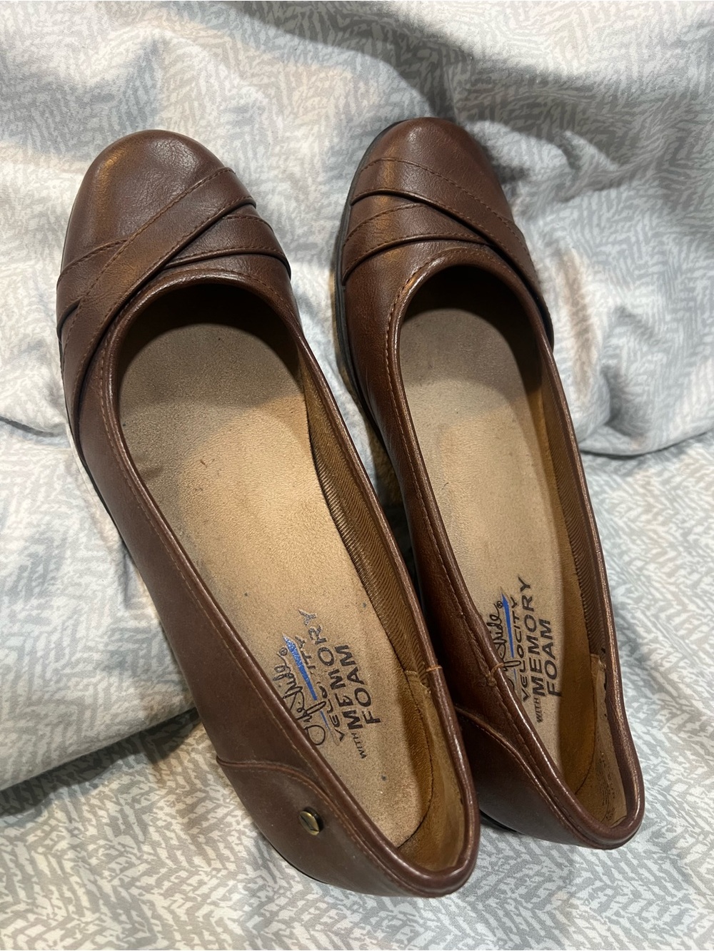 Life Stride Brown Slip-On Comfort Flats